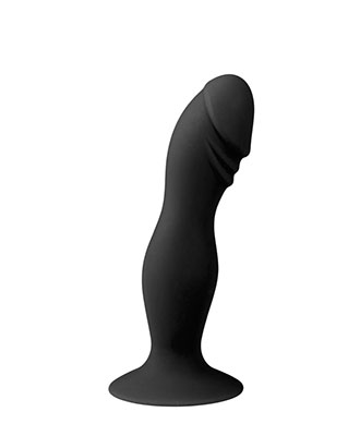Svart Silikondildo m/ Sugekopp