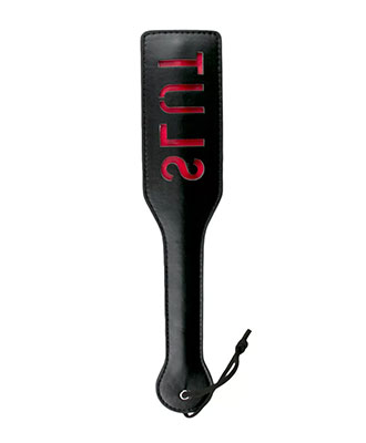 Black Leather Paddle - Slut
