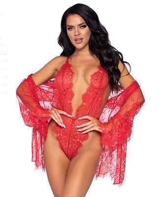 Leg Avenue - R�d blondeteddy m/ Kimono