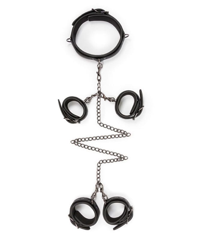 Bondagesett m/ Halsb�nd, H�nd- og Ankelmansjetter