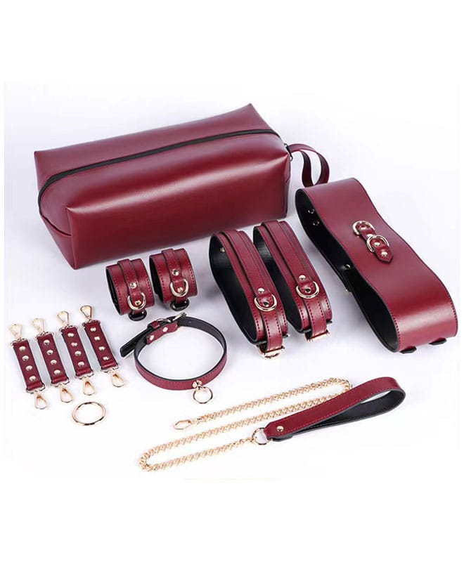 Luksuri�st Bondagesett i R�dt og Gull m/ Oppbevaringsbag