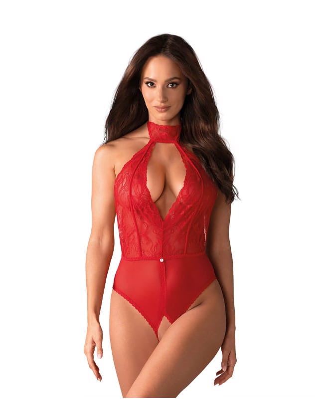 Dagmarie R�d Bodysuit m/ Fransk �pning