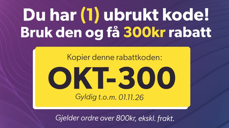 Du f�r 300kr avslag med rabattkoden OKT-300!
