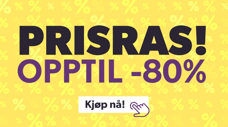 PRISRAS! Opptil 80% rabatt!