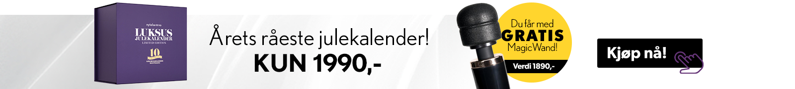 Kjp julekalender n og f med en gratis massasjestav til en verdi av 1890kr!