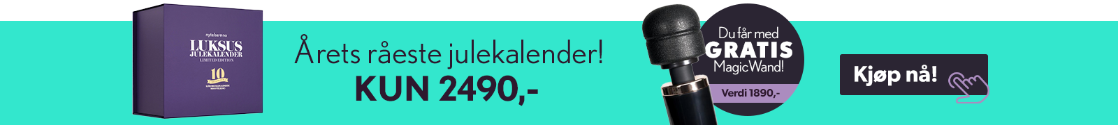 Kjp julekalender n og f med en gratis massasjestav til en verdi av 1890kr!