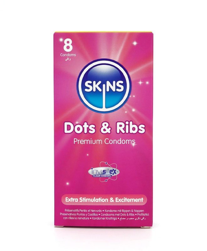 Skins Dots & Ribs (knudrete) Kondomer - 8 stk